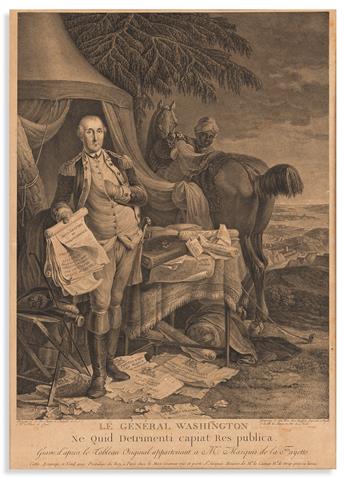 (WASHINGTON.) Noel Le Mire, engraver; after Le Paon. Pair of matched French engravings of Washington and Lafayette.